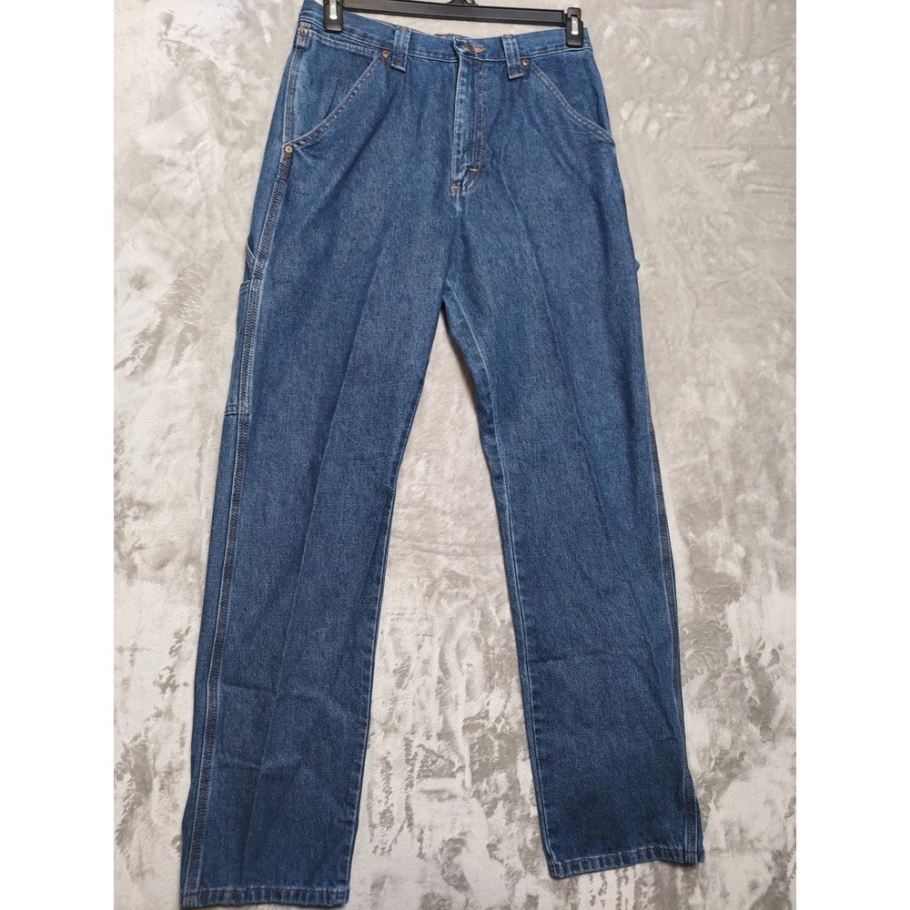 Wrangler Rugged Wear Carpenter Jeans Blue Denim Straight Leg Work Pants 35x32